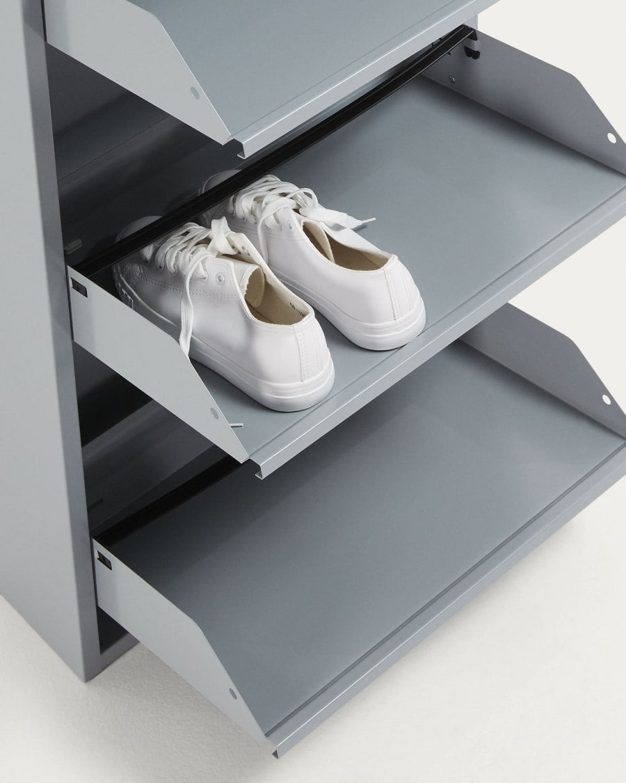 5 Shelves Metal Shoe Storage Cabinet Grey