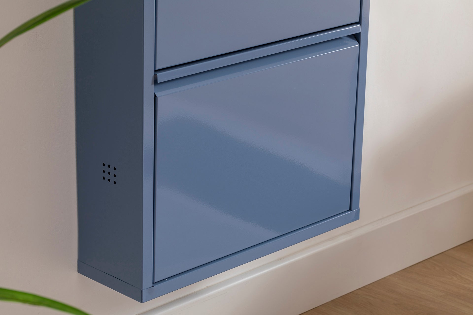 3 Shelves Metal Shoe Storage Cabinet Blue