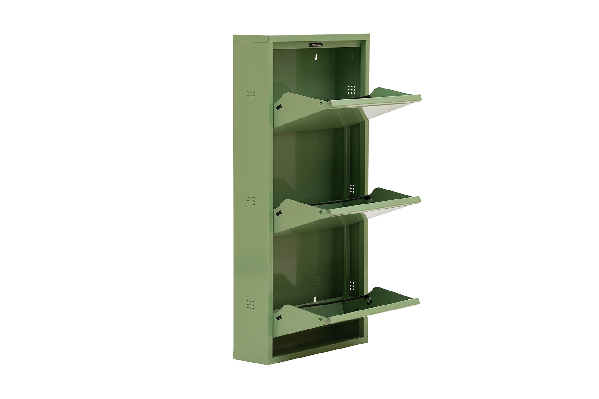 3 Shelves Metal Shoe Storage Cabinet Green