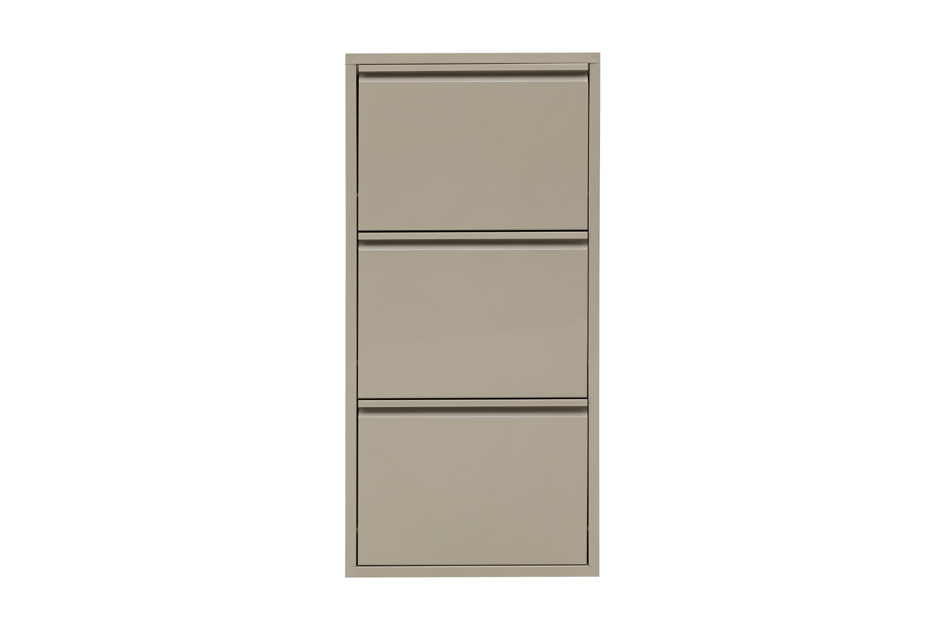 3 Shelves Metal Shoe Storage Cabinet Begie