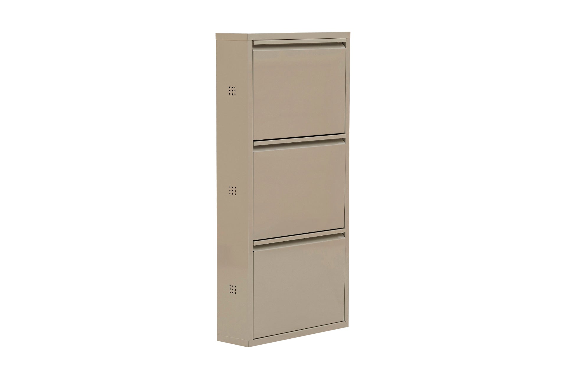 3 Shelves Metal Shoe Storage Cabinet Begie